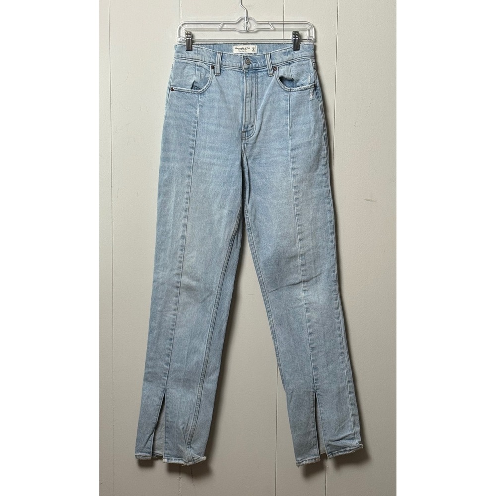 Abercrombie & Fitch Women's 90s Straight Ultra High Rise Split Hem Jeans Sz 27 4